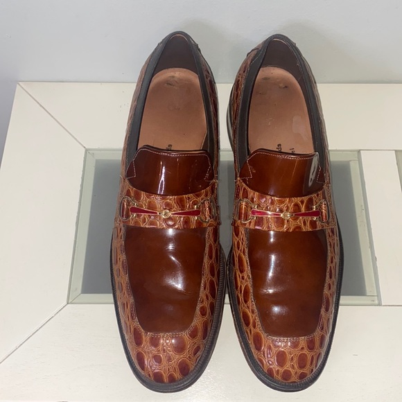 Vintage ALLEN EDMONDS MALIBU 2 TNE ALLIGATOR/ PATENT LOAFER-Mens Size 8.5 - Picture 3 of 16